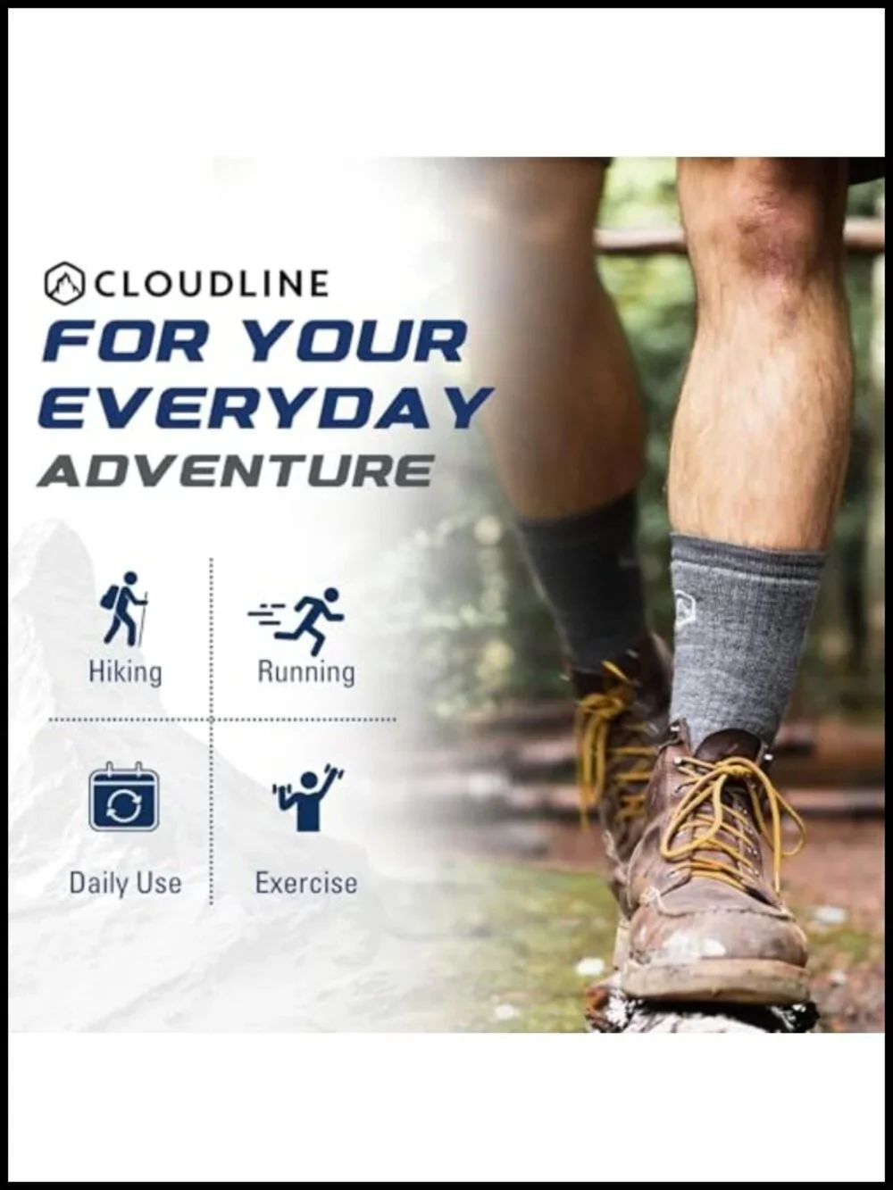Merino Wool Hiking Socks 3-Pair Pack Light Cushion Crew Moisture Wicking Men